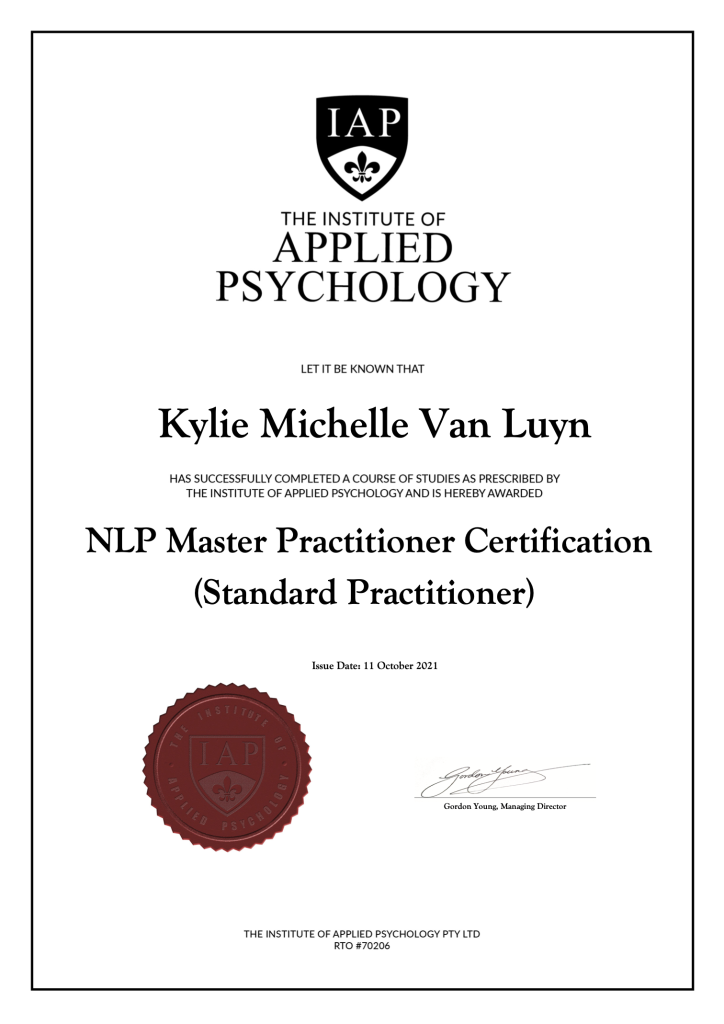 NLP Master Practitioner Certificate (Standard Practitioner)